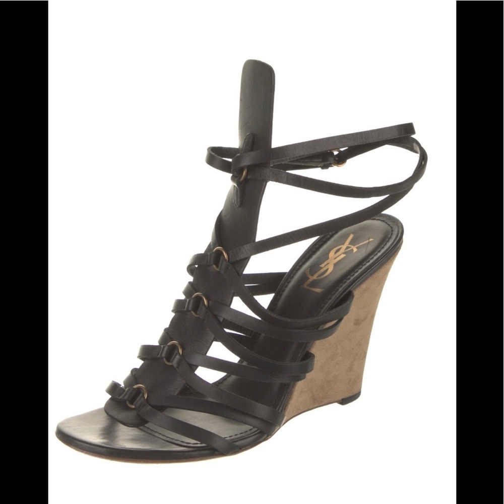 Ysl t strap wedge sandals size 10 very good condition